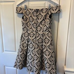 Elegant Black and White Off-Shoulder Dress